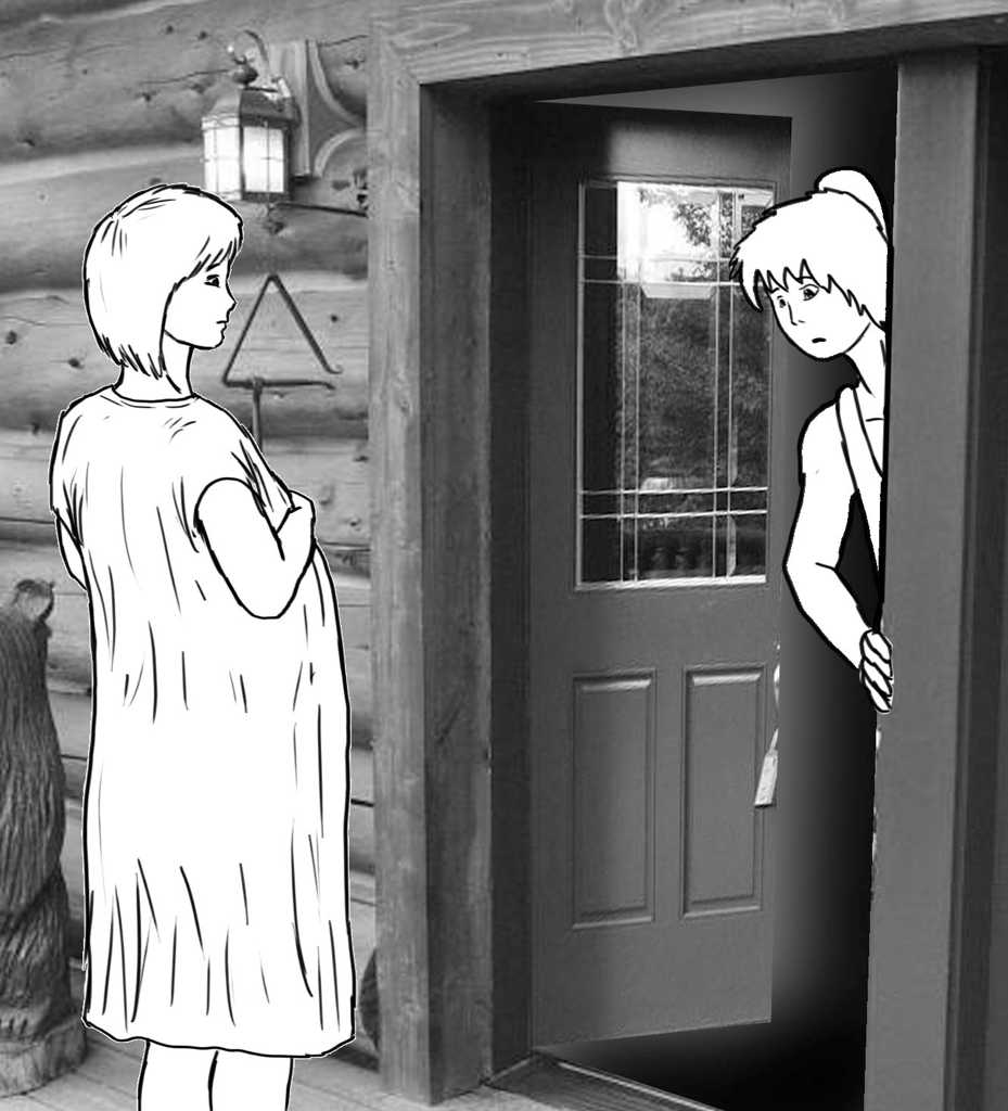 Leaning out her front door, Tent is shocked seeing Rose somewhat changed, though Rose looks no different to the viewer